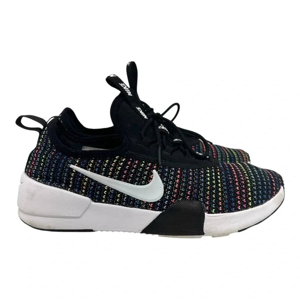 Nike Girls Ashin Modern Black Rainbow Knit Sneakers Athletic Shoes Youth 4.5 - Picture 2 of 15